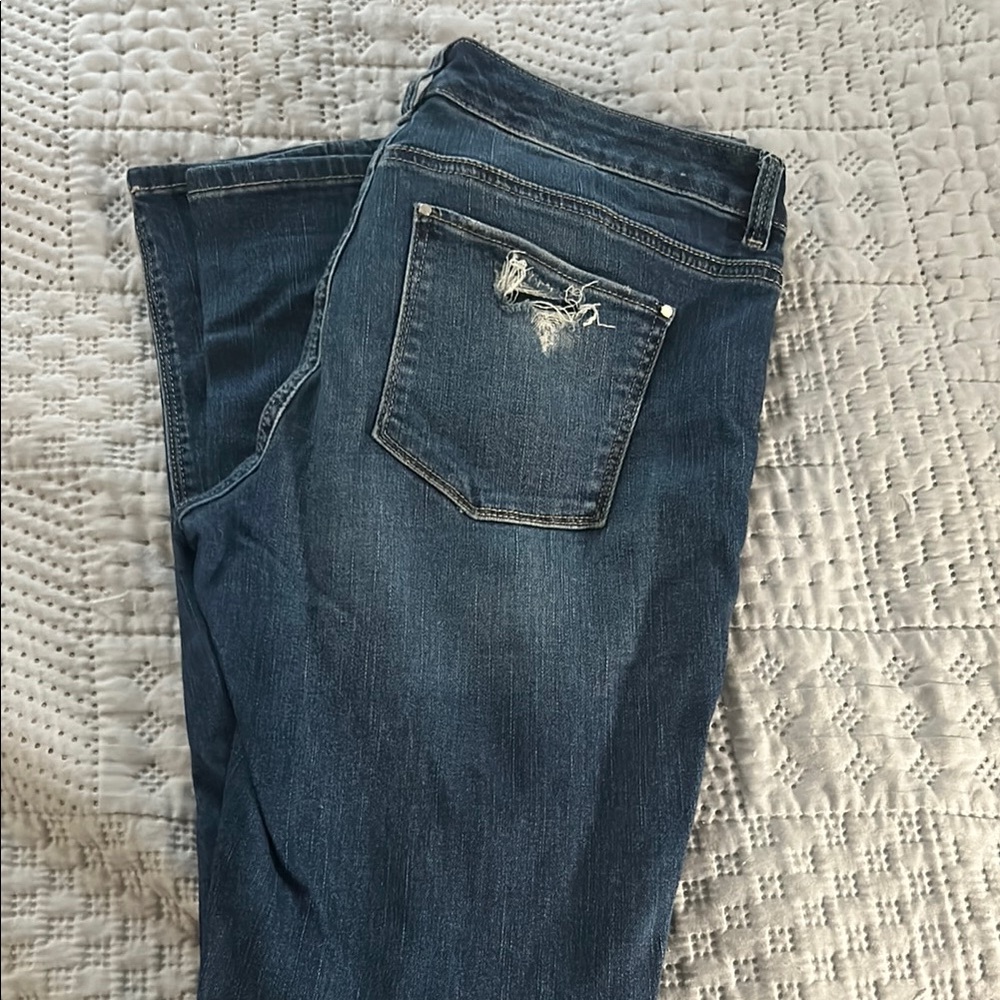 Classic Blue Distressed White House Black Market Women Jeans